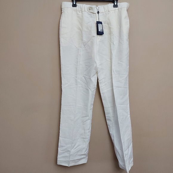 Ralph Lauren Blue Label Pants - Ralph Lauren hight waist straight leg dress pants White Size 14 Flax Cotton